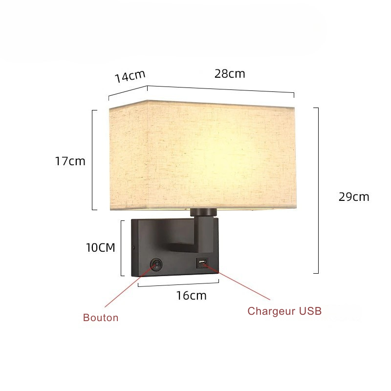 LumaNova Wall-Mounted Bedside Lamp with Fabric Shade