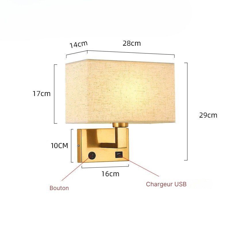 LumaNova Wall-Mounted Bedside Lamp with Fabric Shade