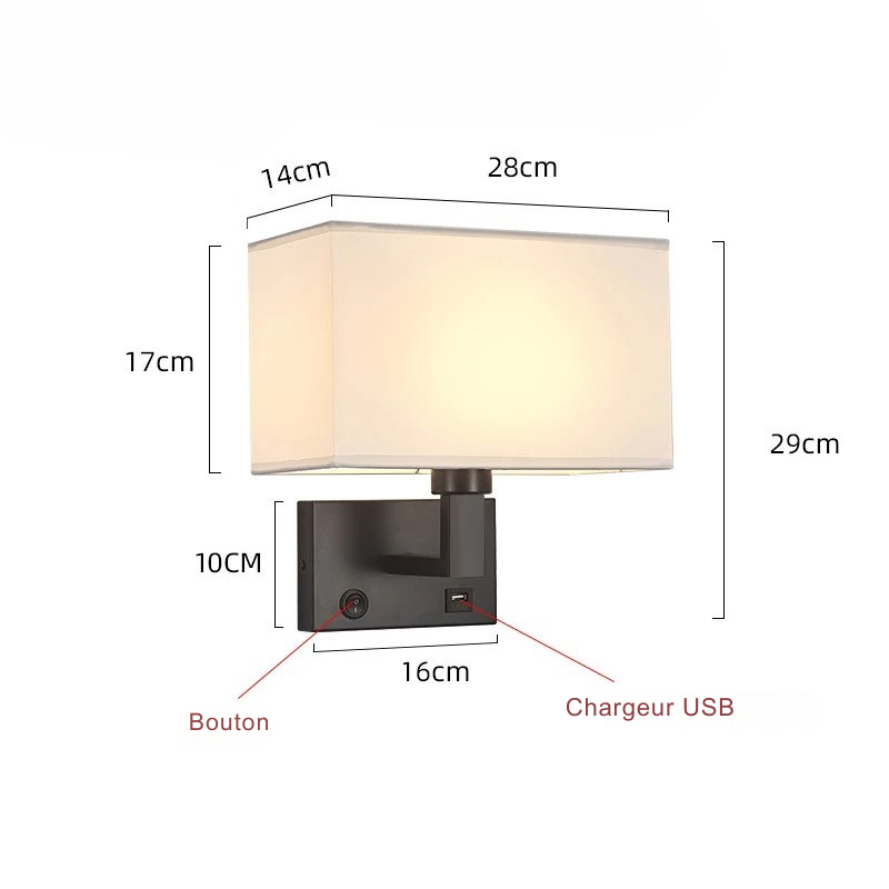 LumaNova Wall-Mounted Bedside Lamp with Fabric Shade