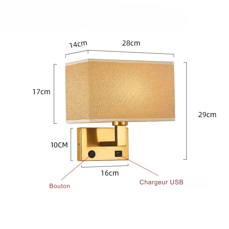 LumaNova Wall-Mounted Bedside Lamp with Fabric Shade