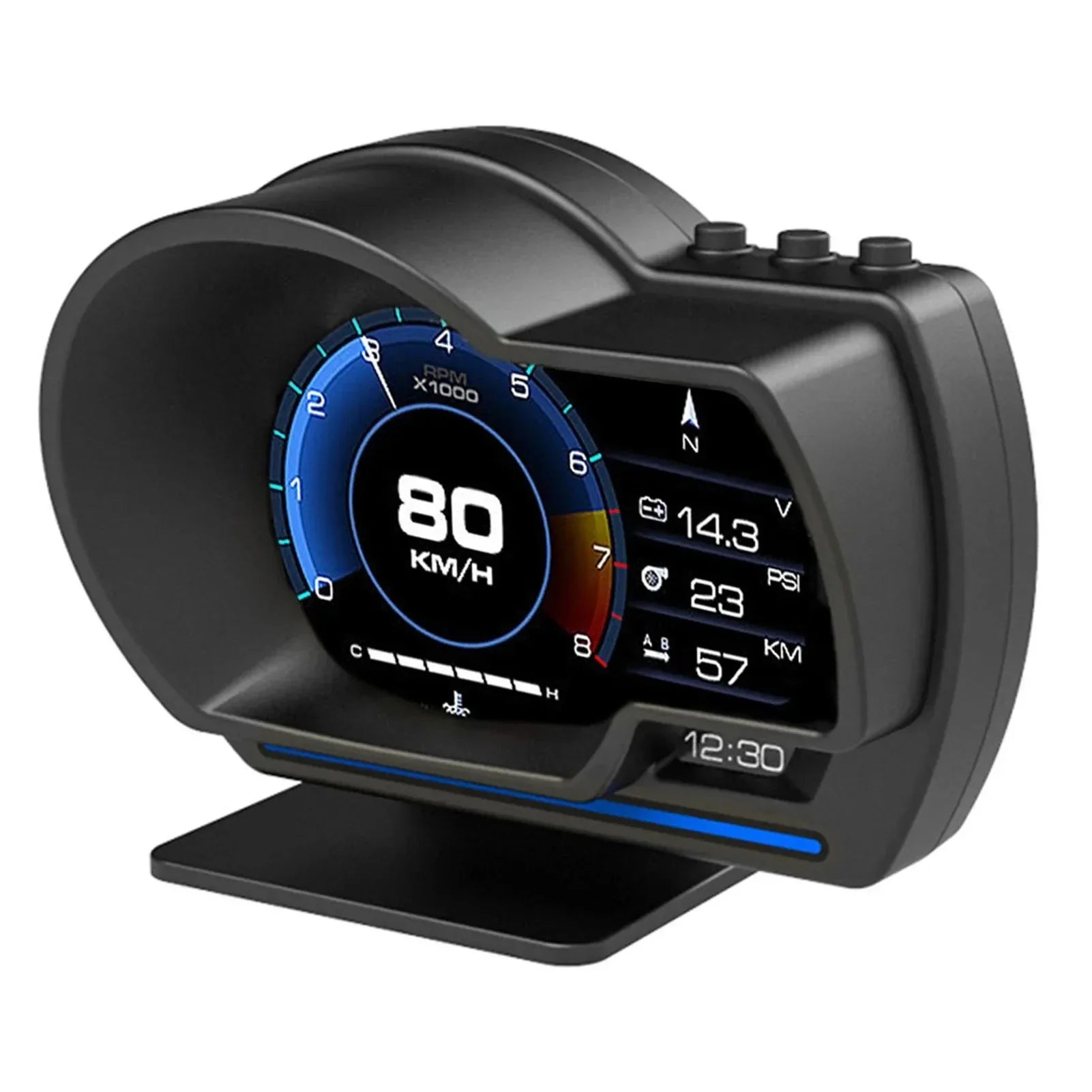 OBD2-bildskärm för bil med Head Up HD-hastighetsmätare och varning för varvtal
