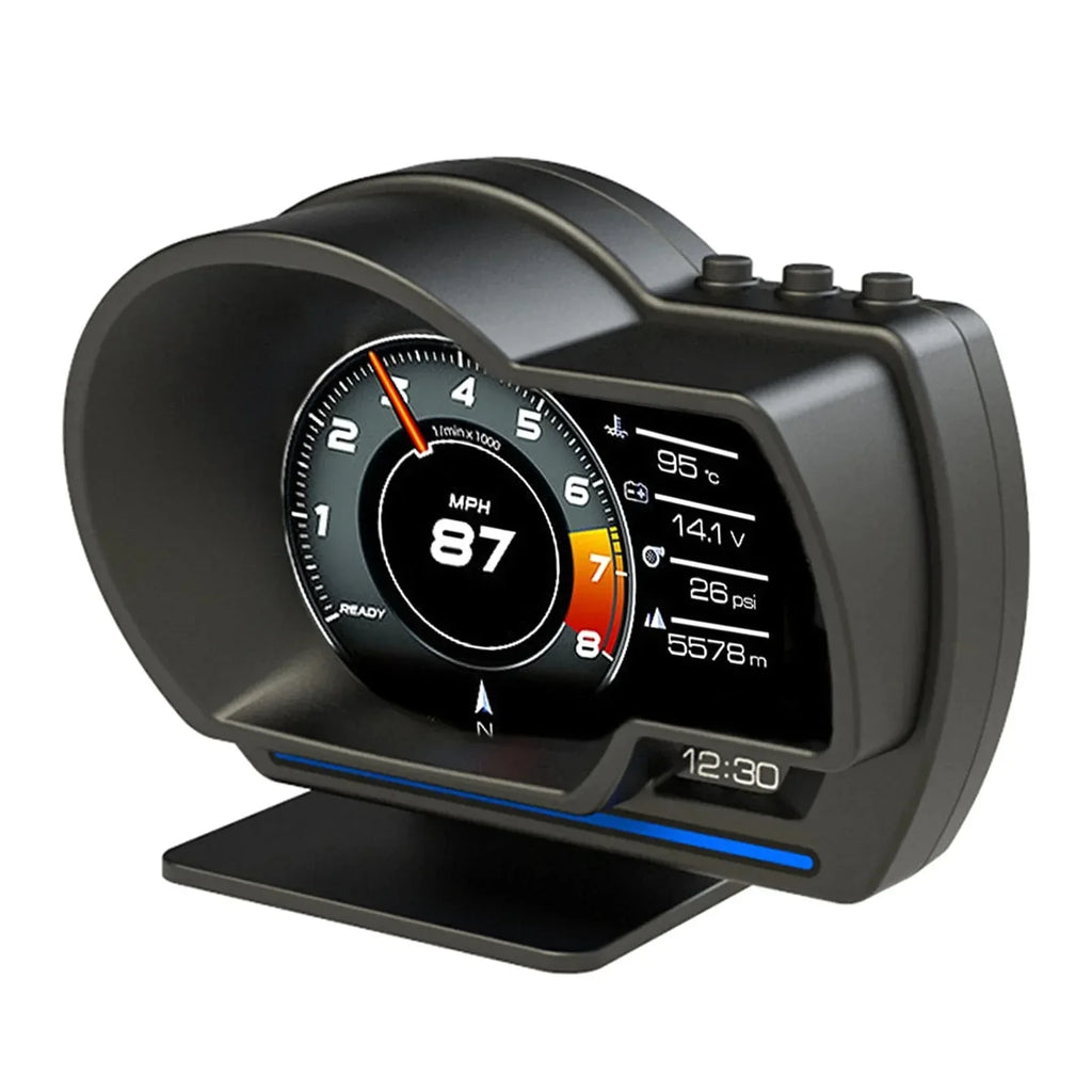 OBD2-bildskärm för bil med Head Up HD-hastighetsmätare och varning för varvtal