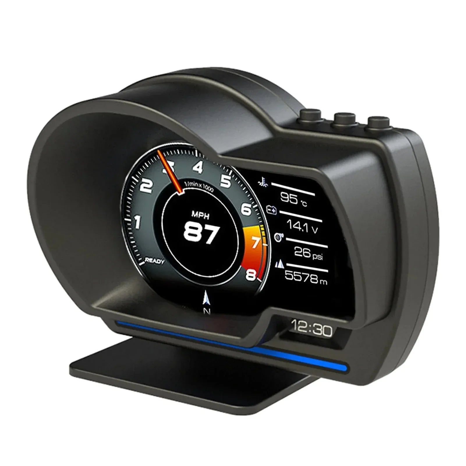OBD2-bildskärm för bil med Head Up HD-hastighetsmätare och varning för varvtal