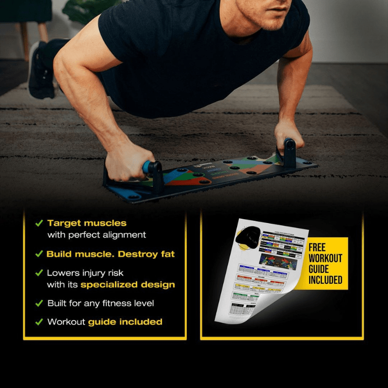PulseFlex Push Up-stasjon Ergonomisk målrettet overkroppstrening for hjemmetrening