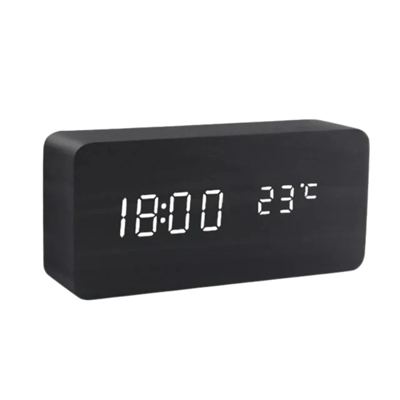 ForestGlow LED Alarm Saati Dijital ve Şık Doğal Ahşap Tasarım