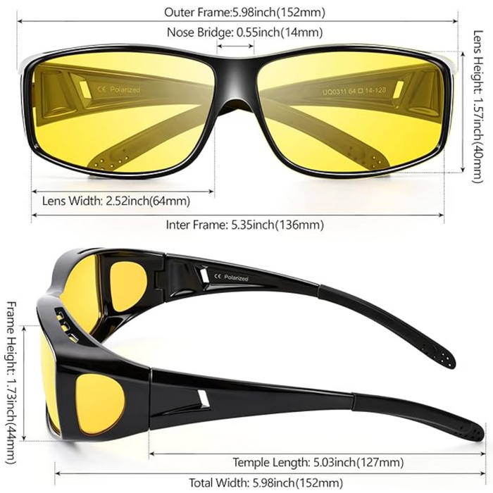 AeroVision Night Vision Polarised Anti-Glare Driving Glasses For Safer Night Driving