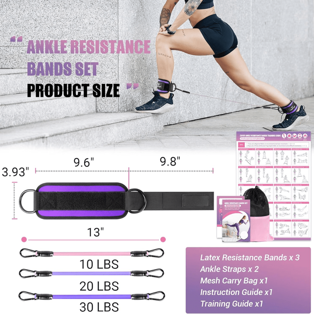 PulseFlex Resistance Bands For Glutes And Hips With Ankle Strap For Home Workouts