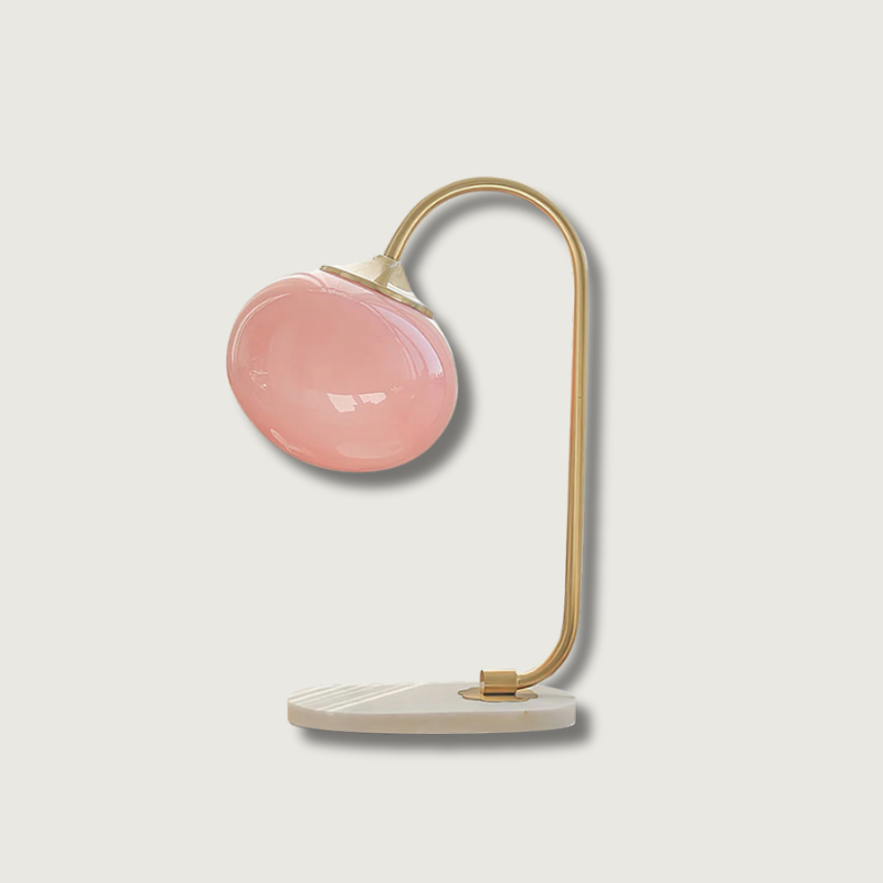 LumiPuff | Pillecukor ihlette puha rózsaszín üveg asztali lámpa