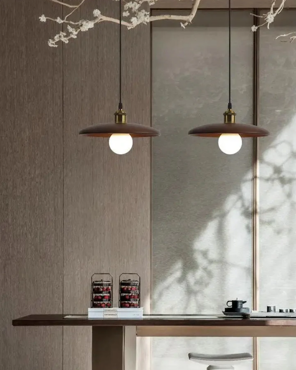 Norumi | Pendant Light with Slim Wooden Shade in Japandi Zen Style | Orntli