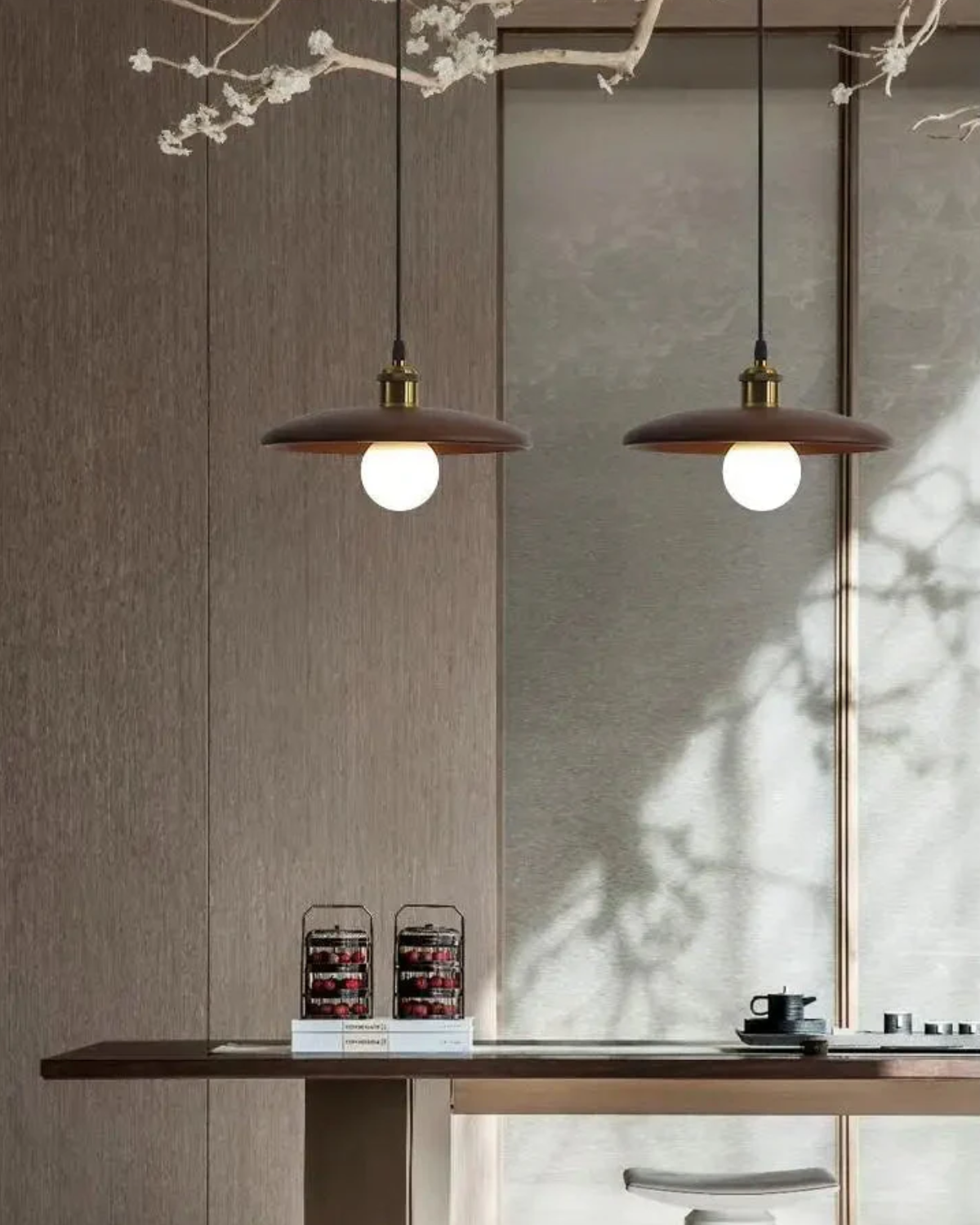 Norumi | Pendant Light with Slim Wooden Shade in Japandi Zen Style | Orntli