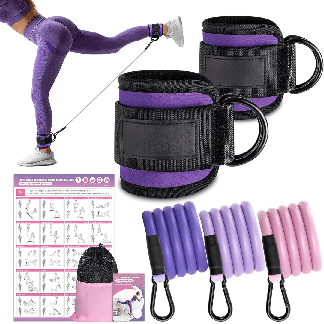 PulseFlex Resistance Bands For Glutes And Hips With Ankle Strap For Home Workouts
