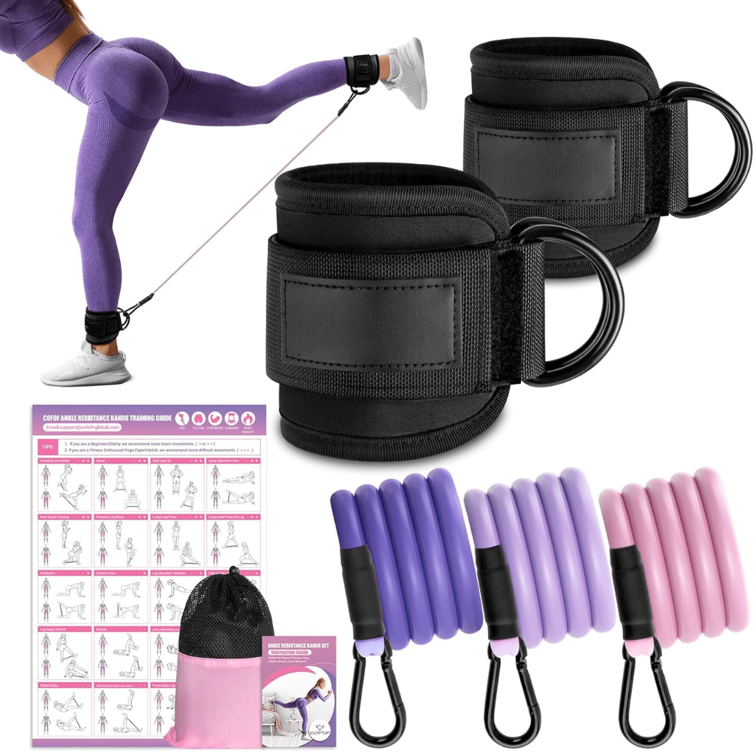 PulseFlex Resistance Bands For Glutes And Hips With Ankle Strap For Home Workouts