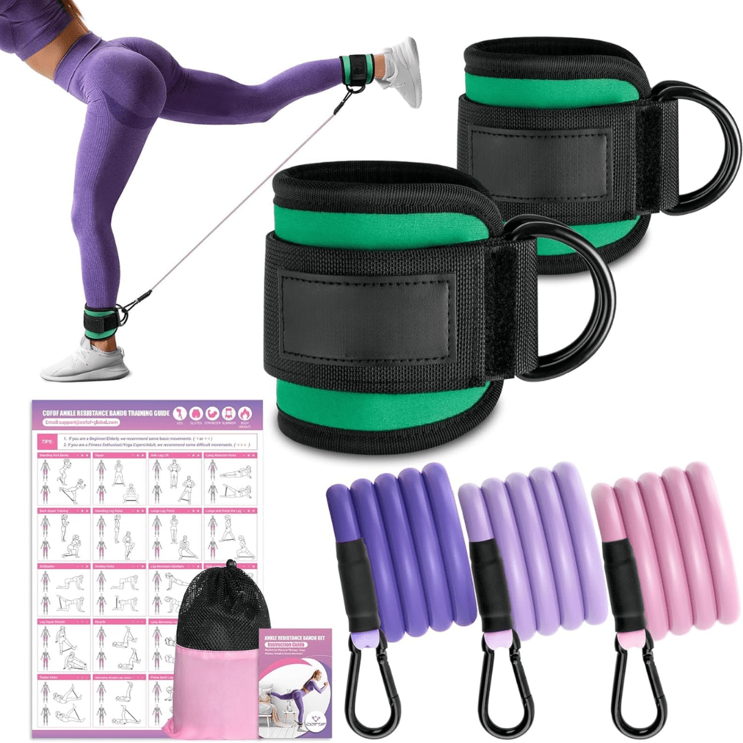 PulseFlex Resistance Bands For Glutes And Hips With Ankle Strap For Home Workouts
