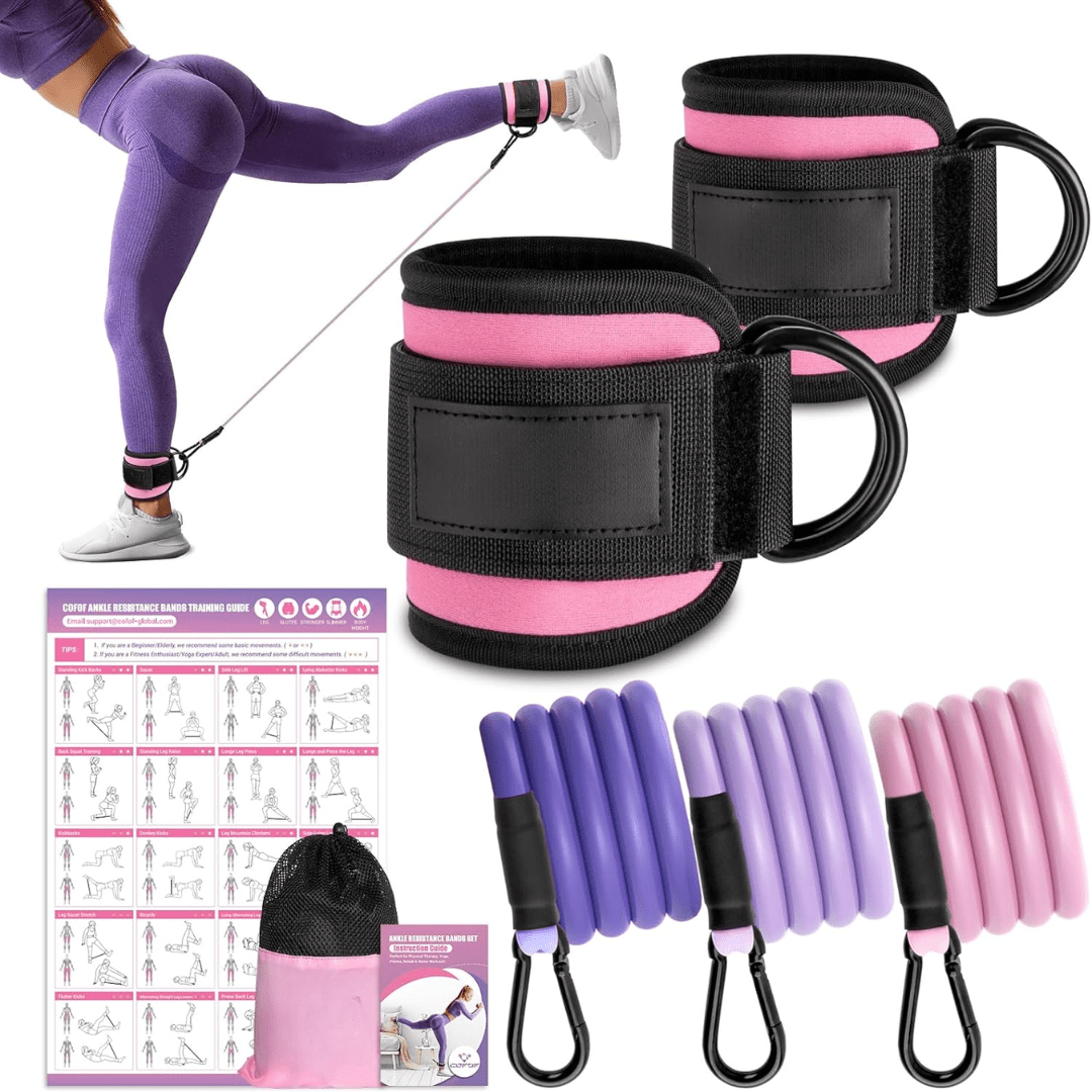 PulseFlex Resistance Bands For Glutes And Hips With Ankle Strap For Home Workouts
