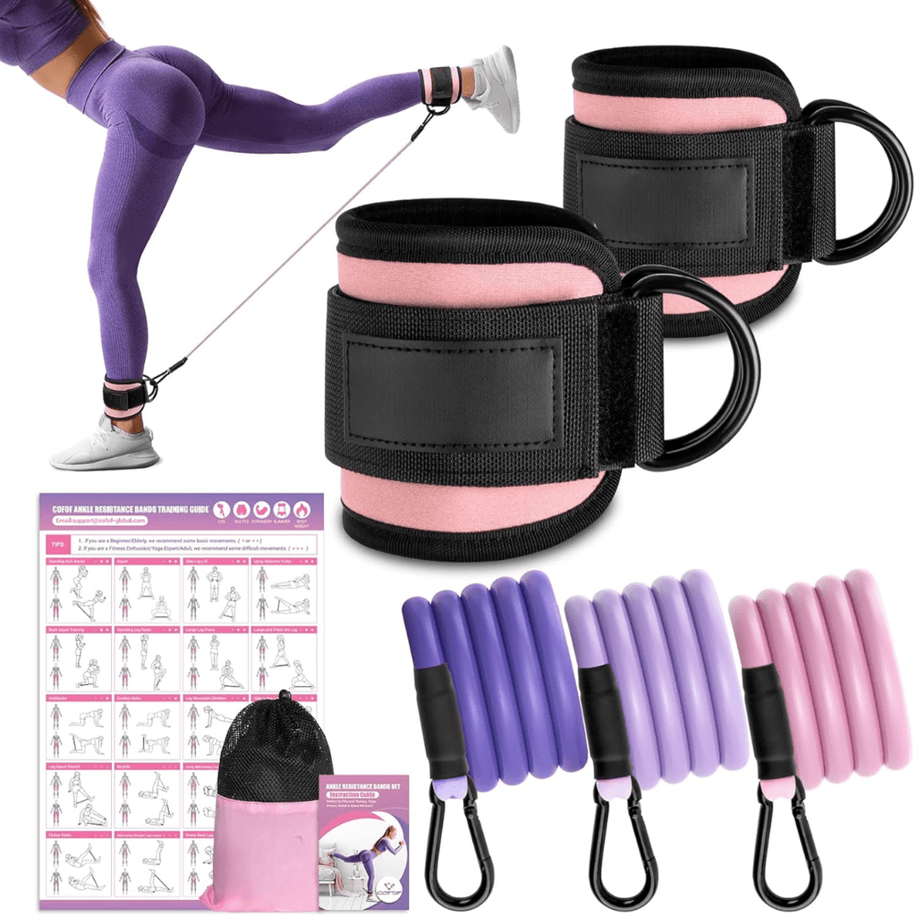 PulseFlex Resistance Bands For Glutes And Hips With Ankle Strap For Home Workouts