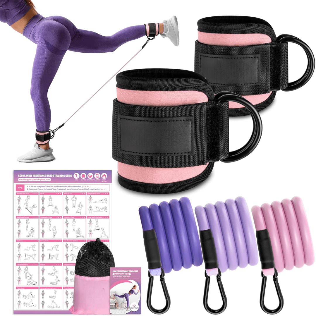 PulseFlex Resistance Bands For Glutes And Hips With Ankle Strap For Home Workouts