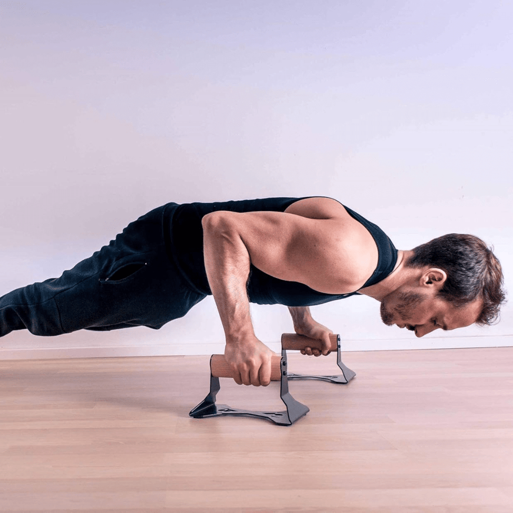 EnduraGrip ergonomiske parallettstenger i tre med stålkjerne for hjemmetrening