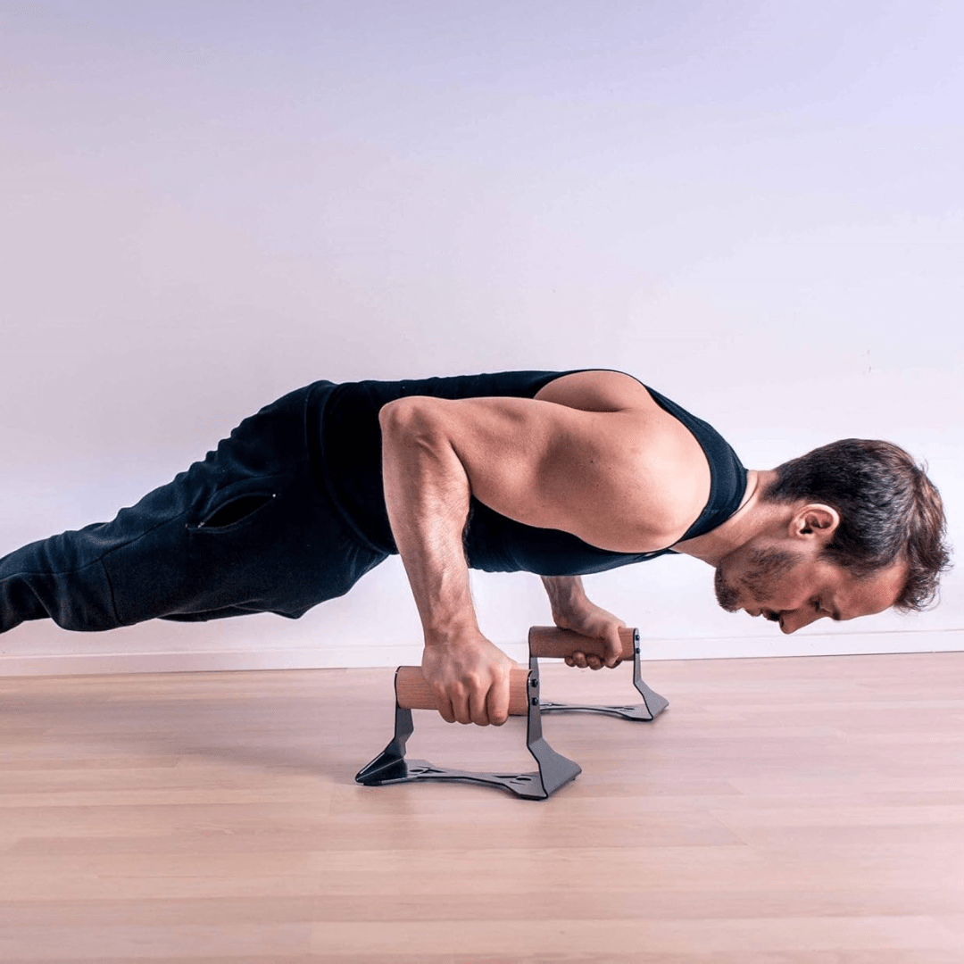 EnduraGrip ergonomiske parallettstenger i tre med stålkjerne for hjemmetrening