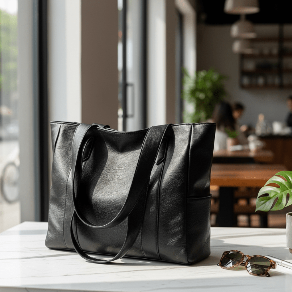 Aurelia Skinn Skulderveske med Retro Sjarm og Glatt Finish