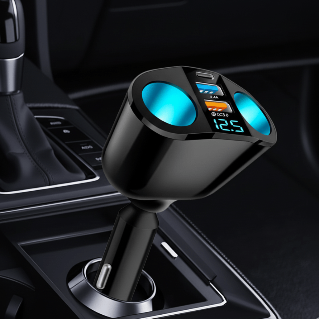 NovaCharge 12V To 24V Vehicle USB Charger With LED Display And 2 Ports For Drivers