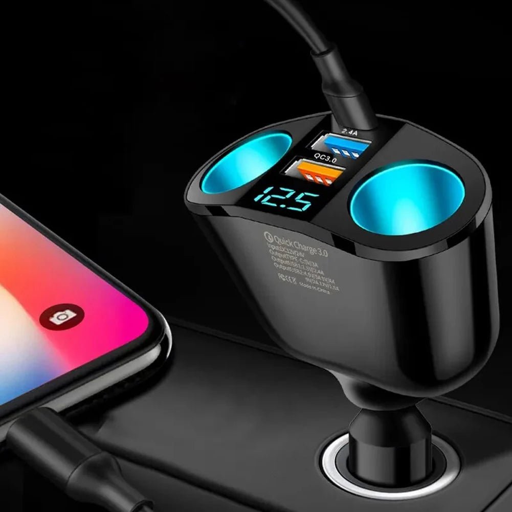 NovaCharge 12V To 24V Vehicle USB Charger With LED Display And 2 Ports For Drivers