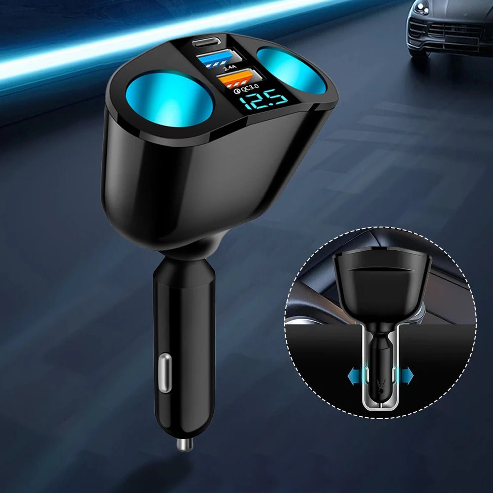 NovaCharge 12V To 24V Vehicle USB Charger With LED Display And 2 Ports For Drivers