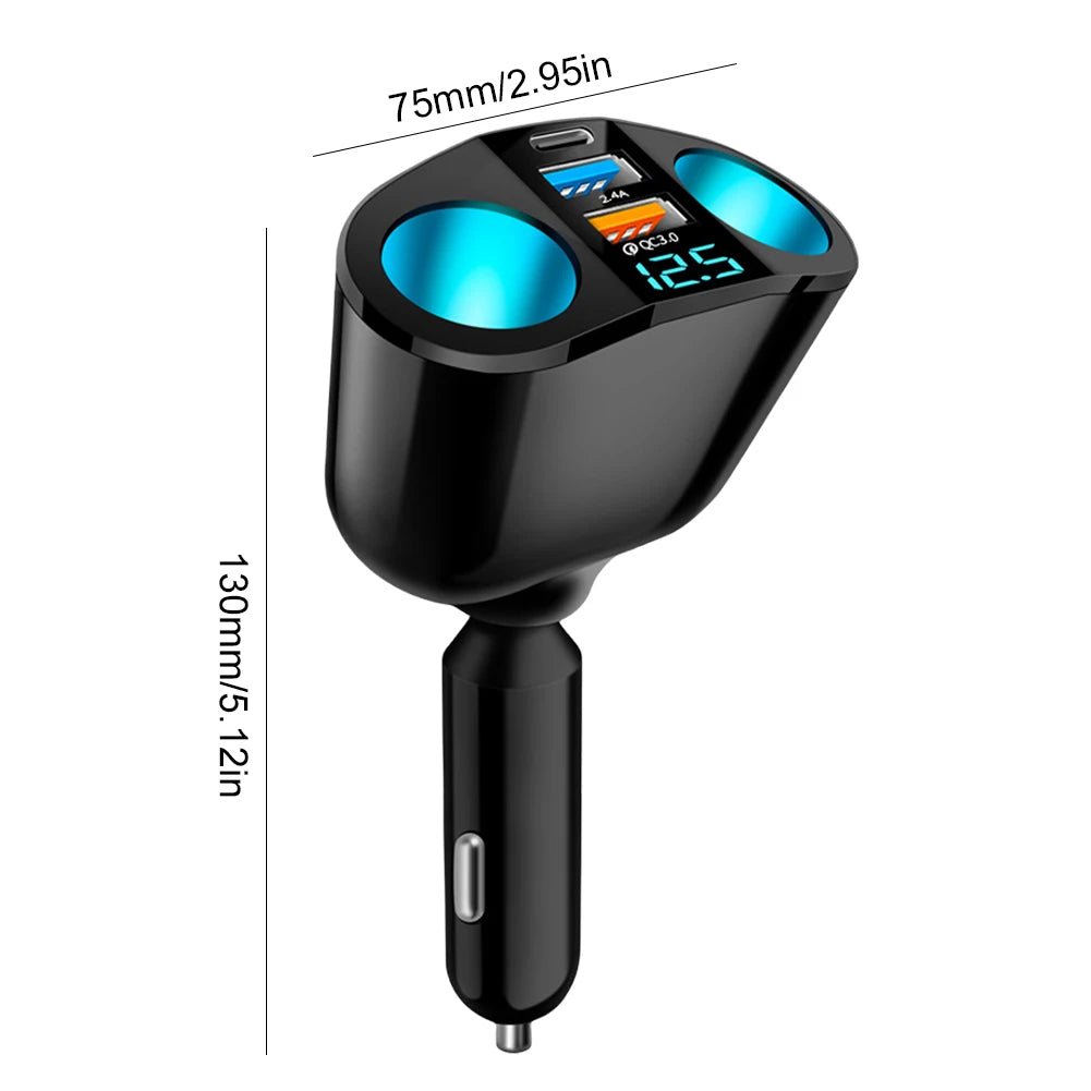NovaCharge 12V To 24V Vehicle USB Charger With LED Display And 2 Ports For Drivers