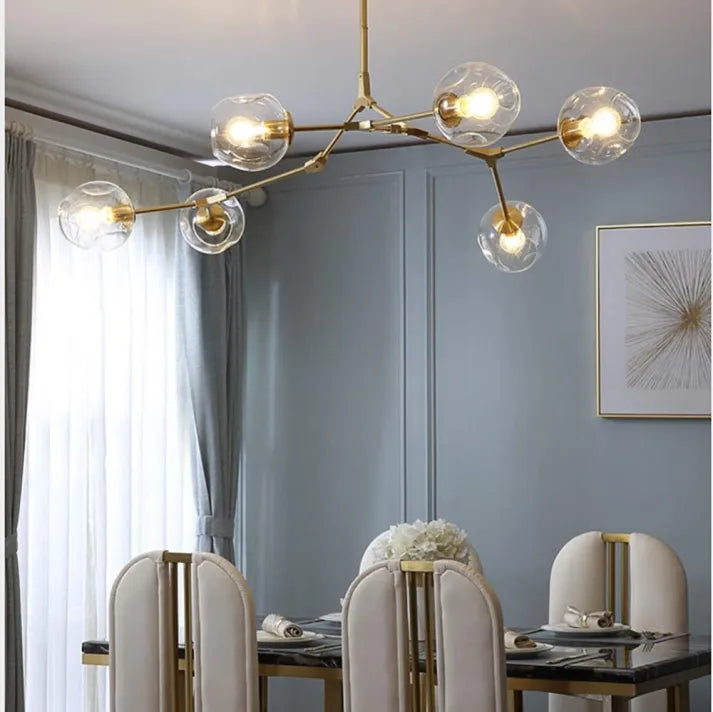 BubbleLight – závěsná lampa Sputnik s skleněnými bublinami