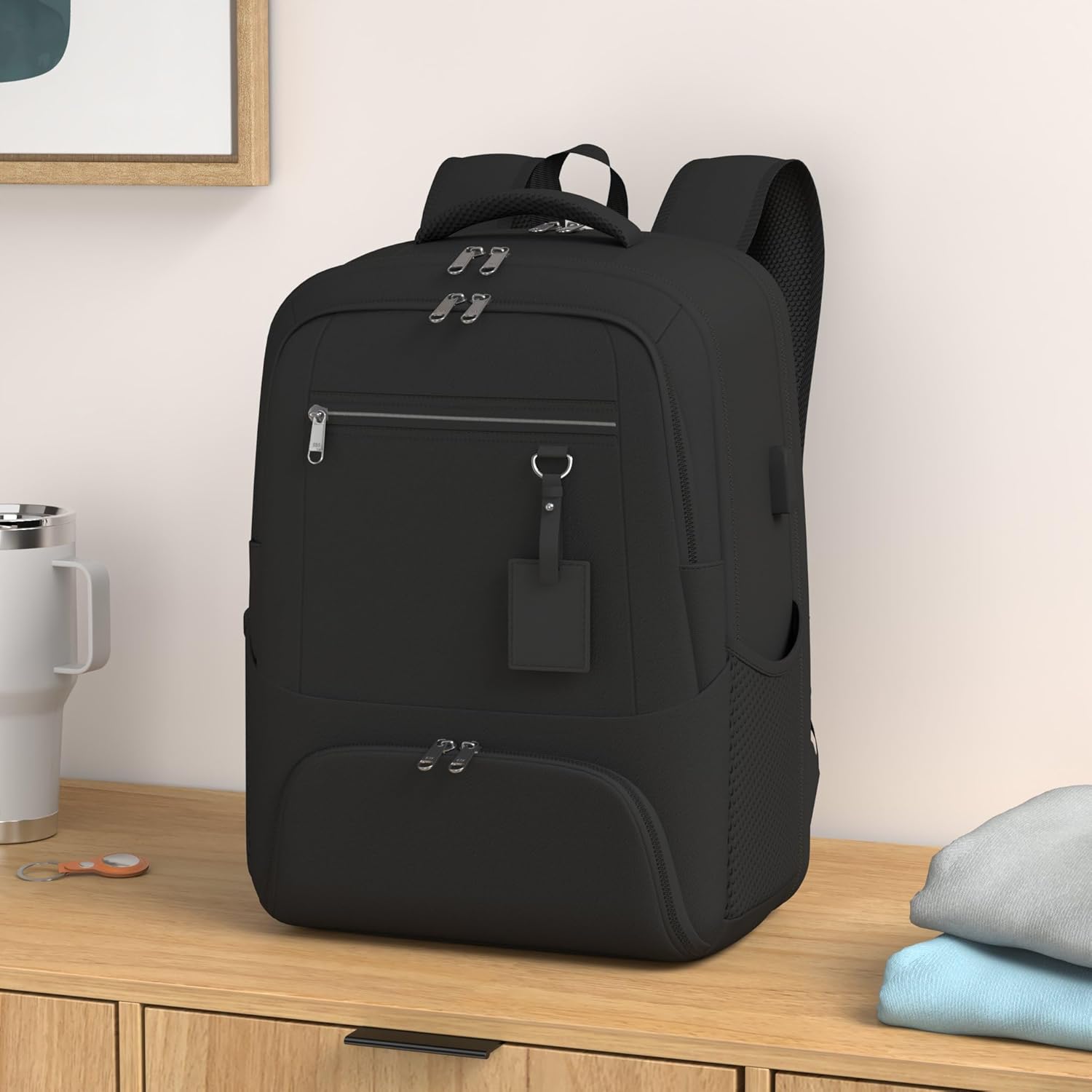 Universeller Laptop- und Lunch-Rucksack mit USB-Anschluss zum Aufladen, wasserdicht