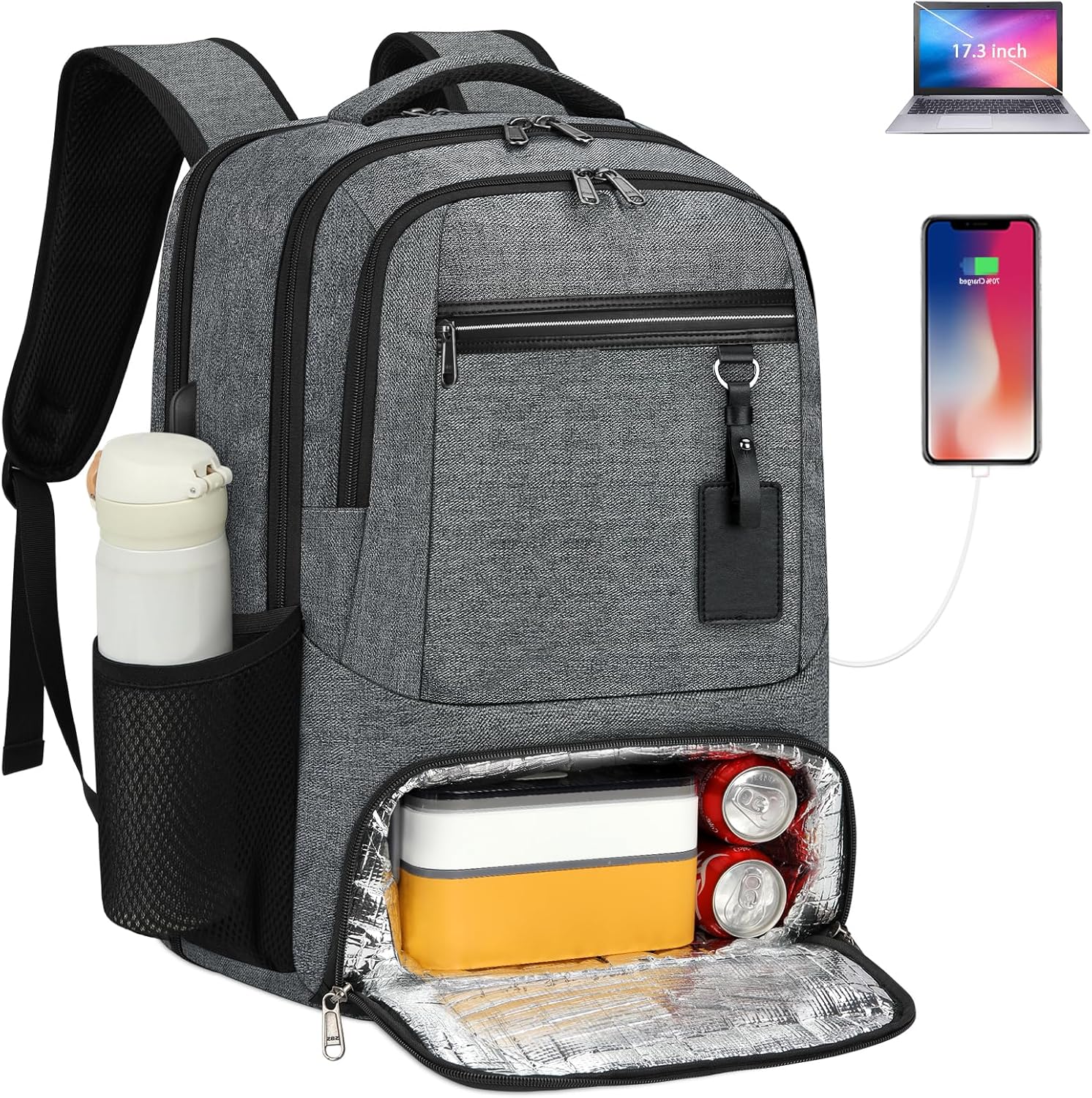 Versatile Laptop & Lunch Backpack with USB Charging Port | Waterproof Design for Travel and Work 1