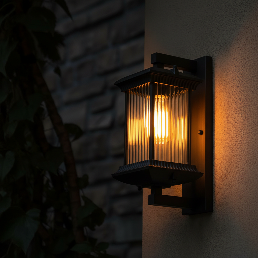 Nova arkitektonisk utendørs vegglampe i glass og aluminium