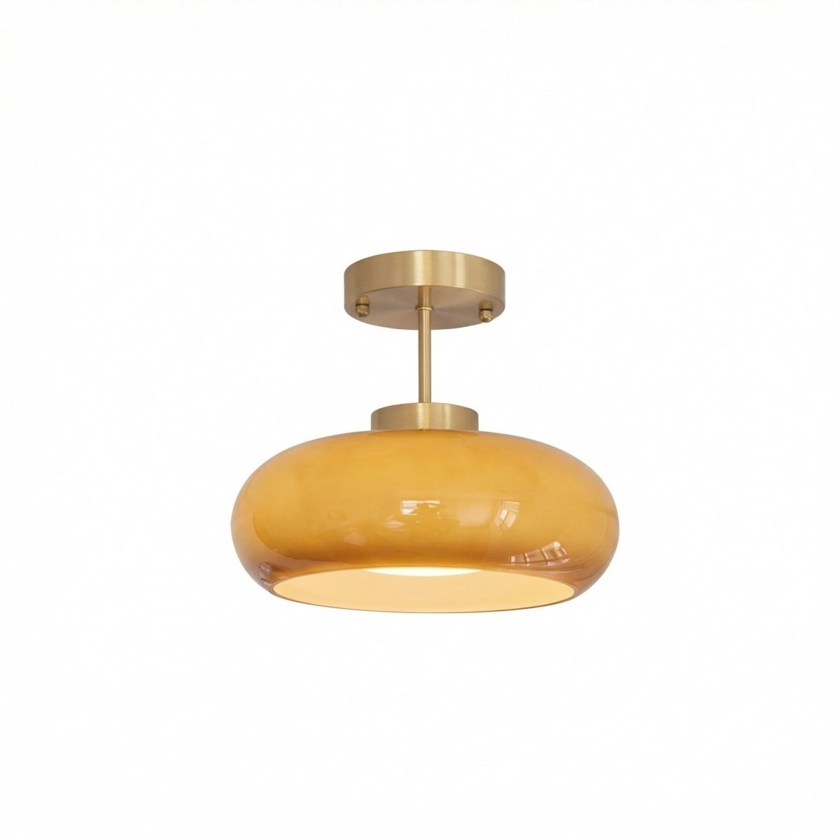 Copper Toned Amber Glass Ceiling Light In Nordic Style