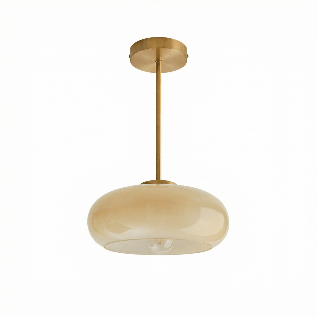 Copper Toned Amber Glass Ceiling Light In Nordic Style