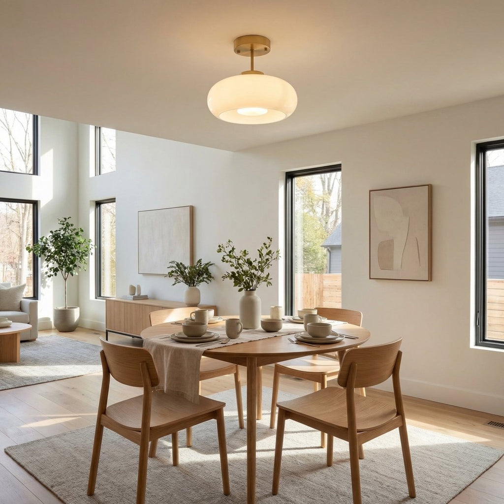 Copper Toned Amber Glass Ceiling Light In Nordic Style