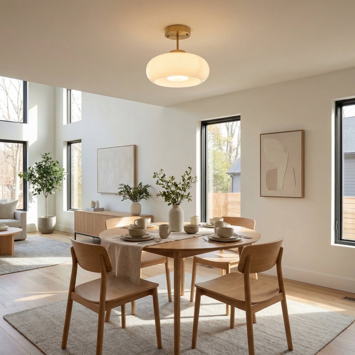 Copper Toned Amber Glass Ceiling Light In Nordic Style