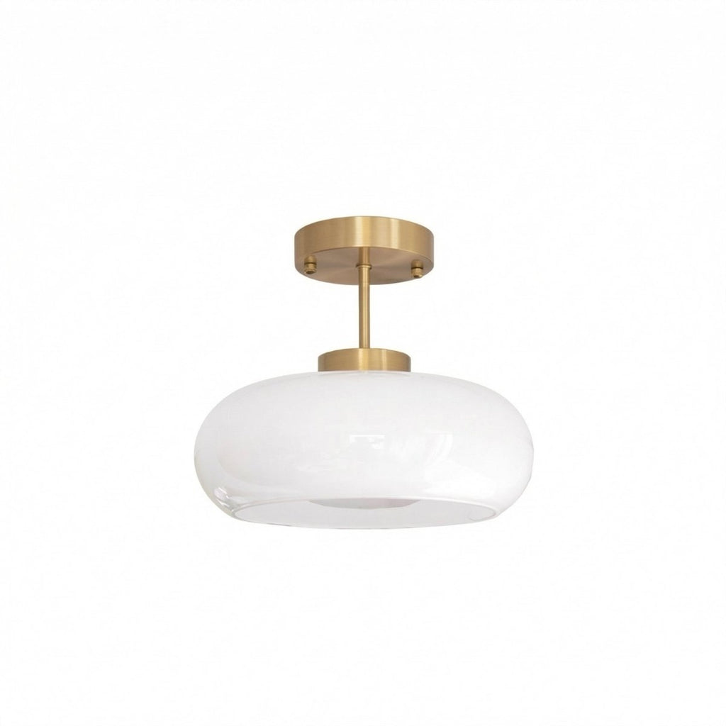 Copper Toned Amber Glass Ceiling Light In Nordic Style