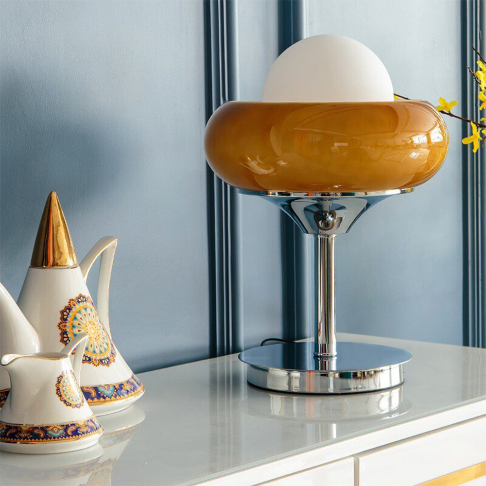 Vintage Glass Table Lamp in Bauhaus Style | Orntli