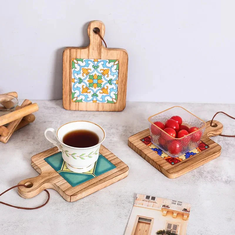 WALDFLOW Wooden Coaster For Pots In Rustic Home Decor