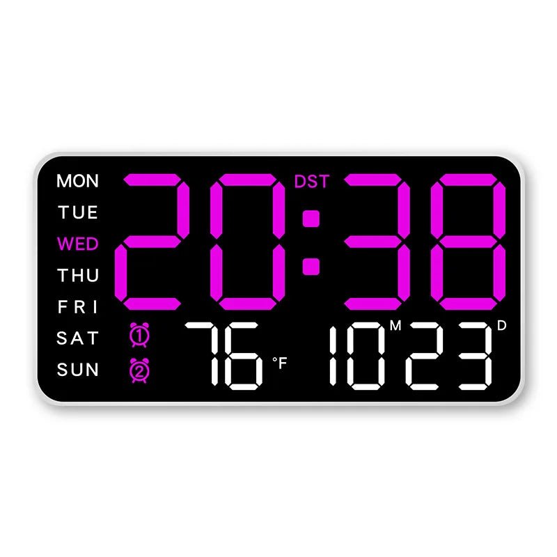 LumenWave digital veggklokke med fjernkontroll, dobbel alarm og temperaturvisning for hjemmet