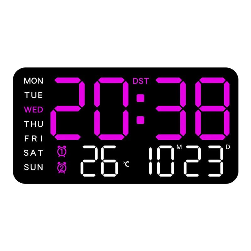 LumenWave digital veggklokke med fjernkontroll, dobbel alarm og temperaturvisning for hjemmet
