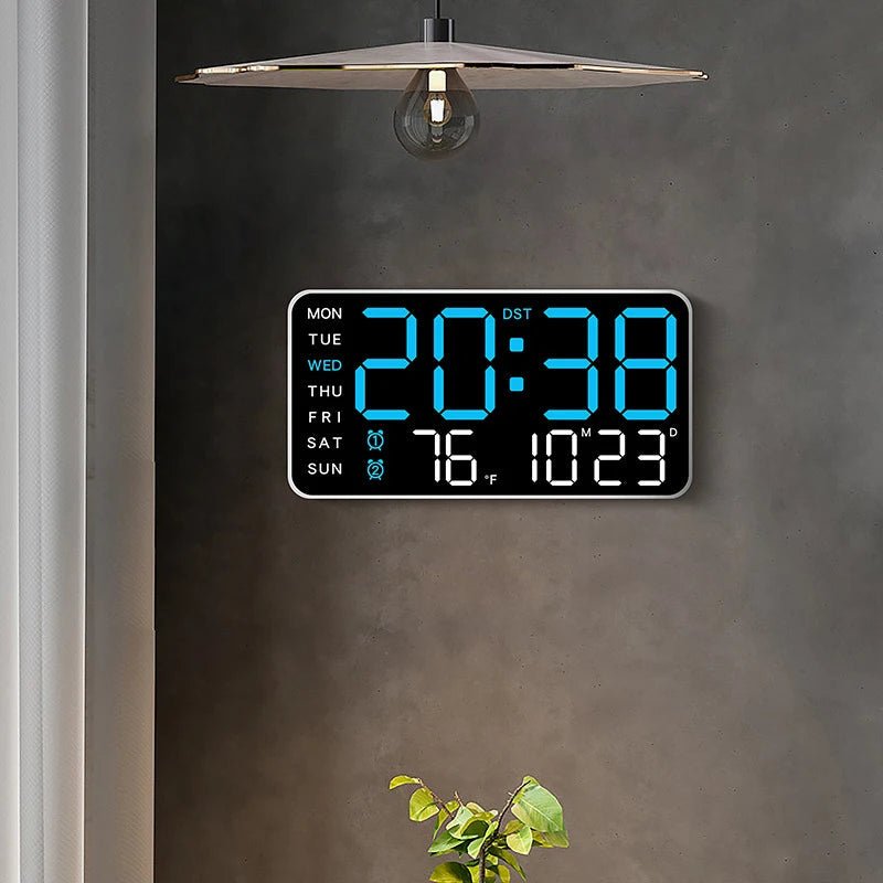 LumenWave digital veggklokke med fjernkontroll, dobbel alarm og temperaturvisning for hjemmet