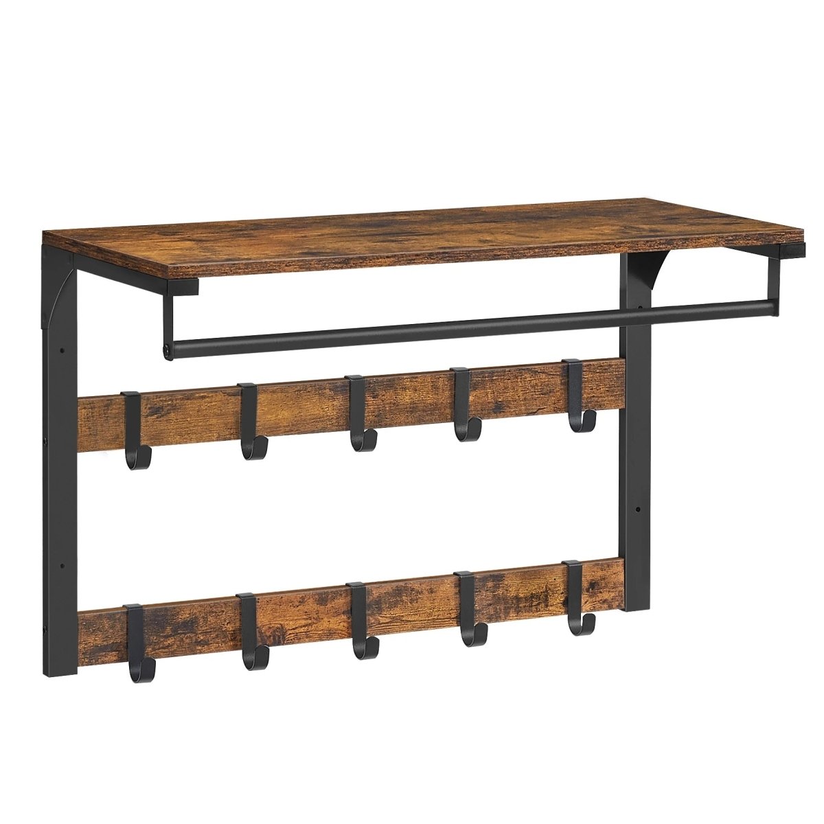 Evercrest Three-In-One Wall Coat Rack With Shelf And Adjustable Hooks For Small Spaces