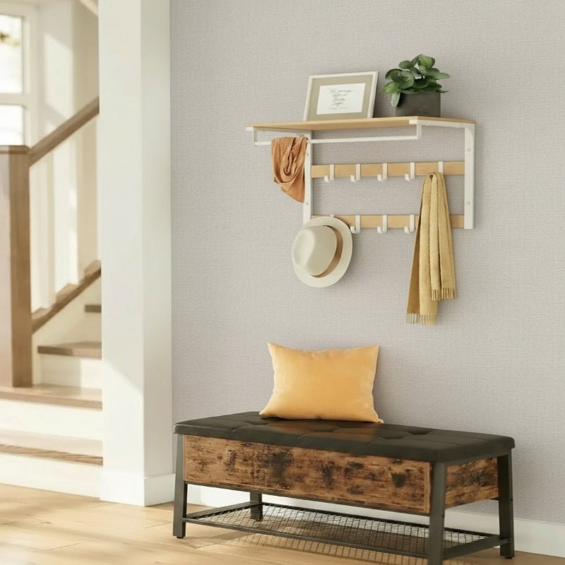 Evercrest Three-In-One Wall Coat Rack With Shelf And Adjustable Hooks For Small Spaces