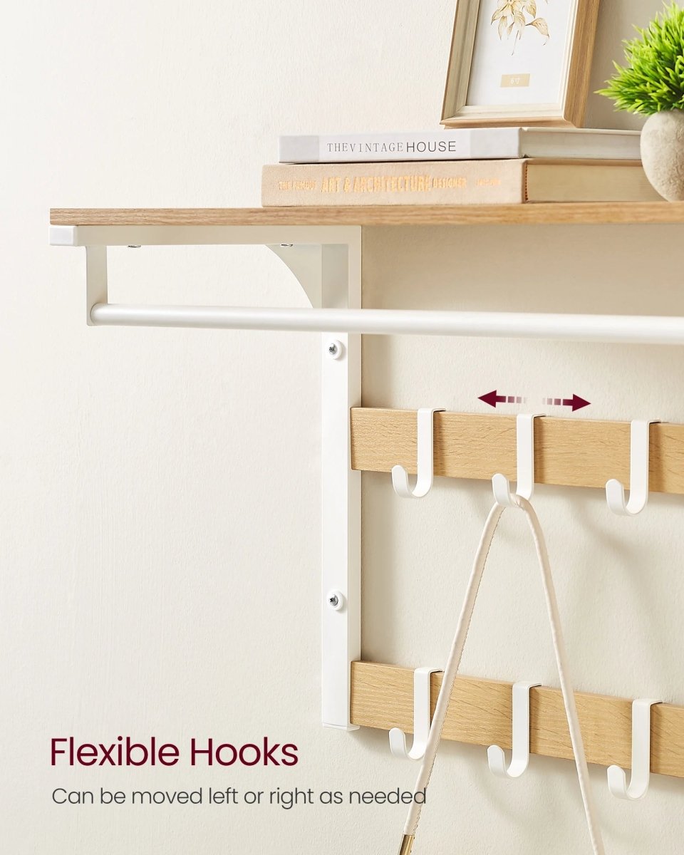 Evercrest Three-In-One Wall Coat Rack With Shelf And Adjustable Hooks For Small Spaces