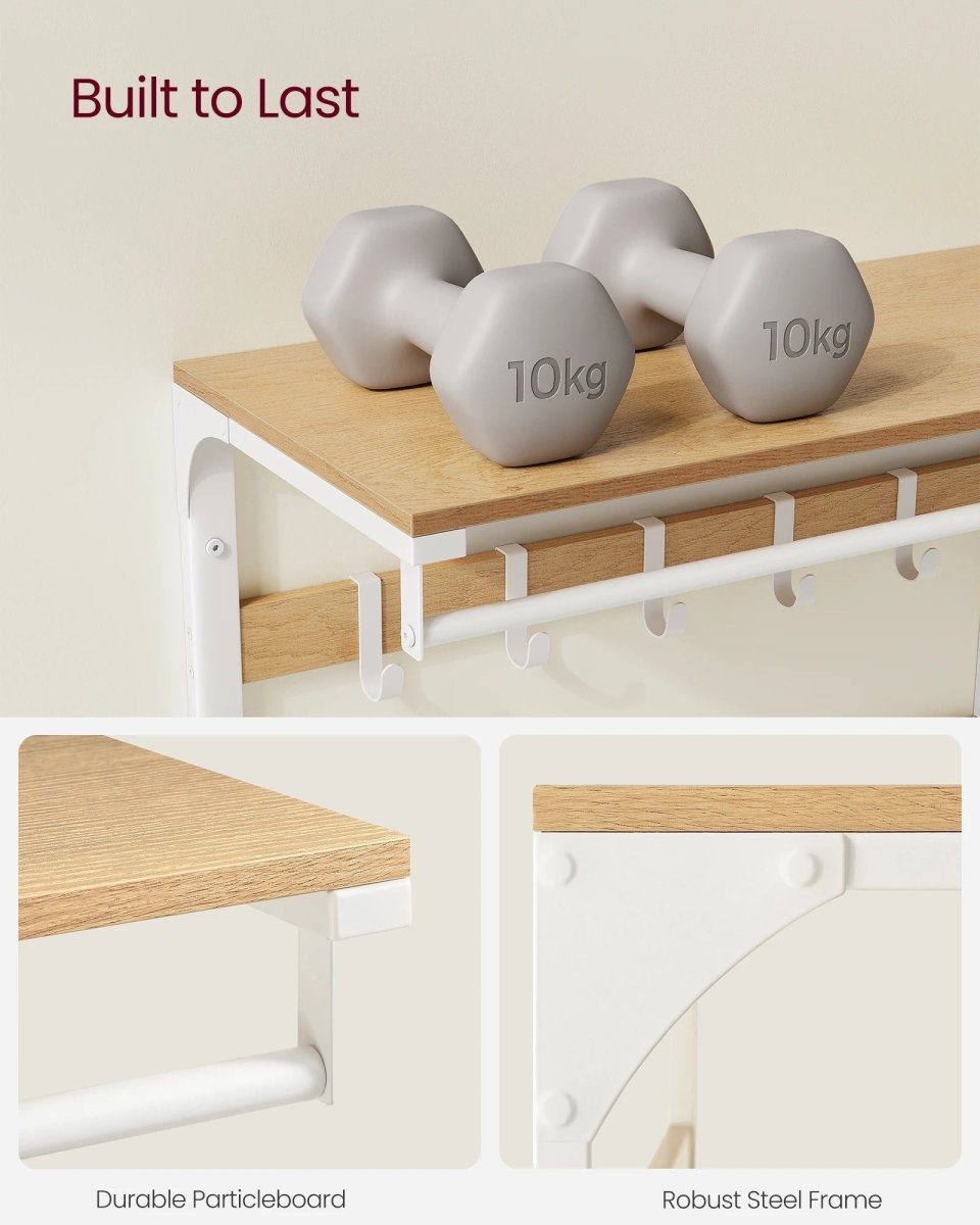 Evercrest Three-In-One Wall Coat Rack With Shelf And Adjustable Hooks For Small Spaces