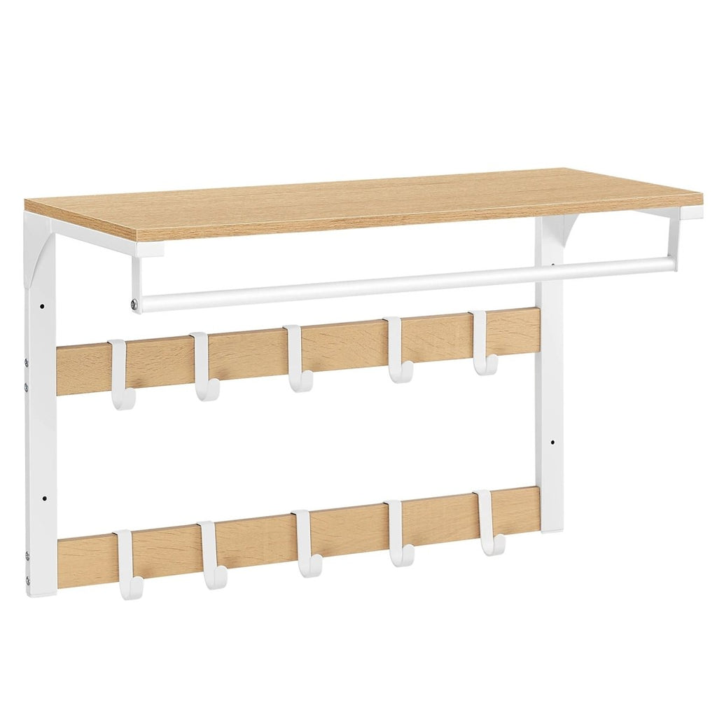 Evercrest Three-In-One Wall Coat Rack With Shelf And Adjustable Hooks For Small Spaces