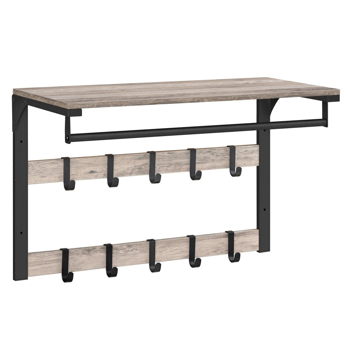 Evercrest Three-In-One Wall Coat Rack With Shelf And Adjustable Hooks For Small Spaces
