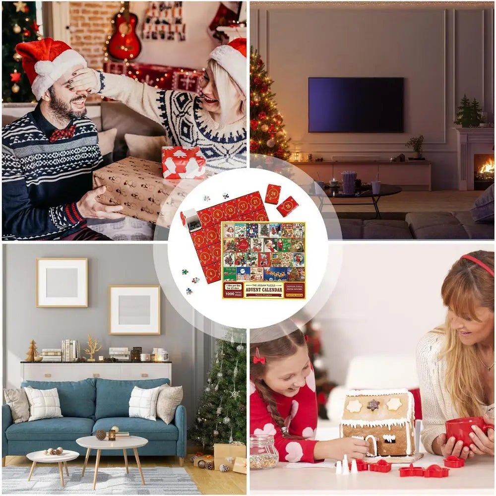 AuroraPlex 1000 Piece Advent Calendar Puzzle For Families Christmas Countdown Fun