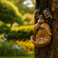 Ptačí budka Timber Grove Tree Face pro zahradní nadšence, odolná vůči povětrnostním vlivům, krmítko