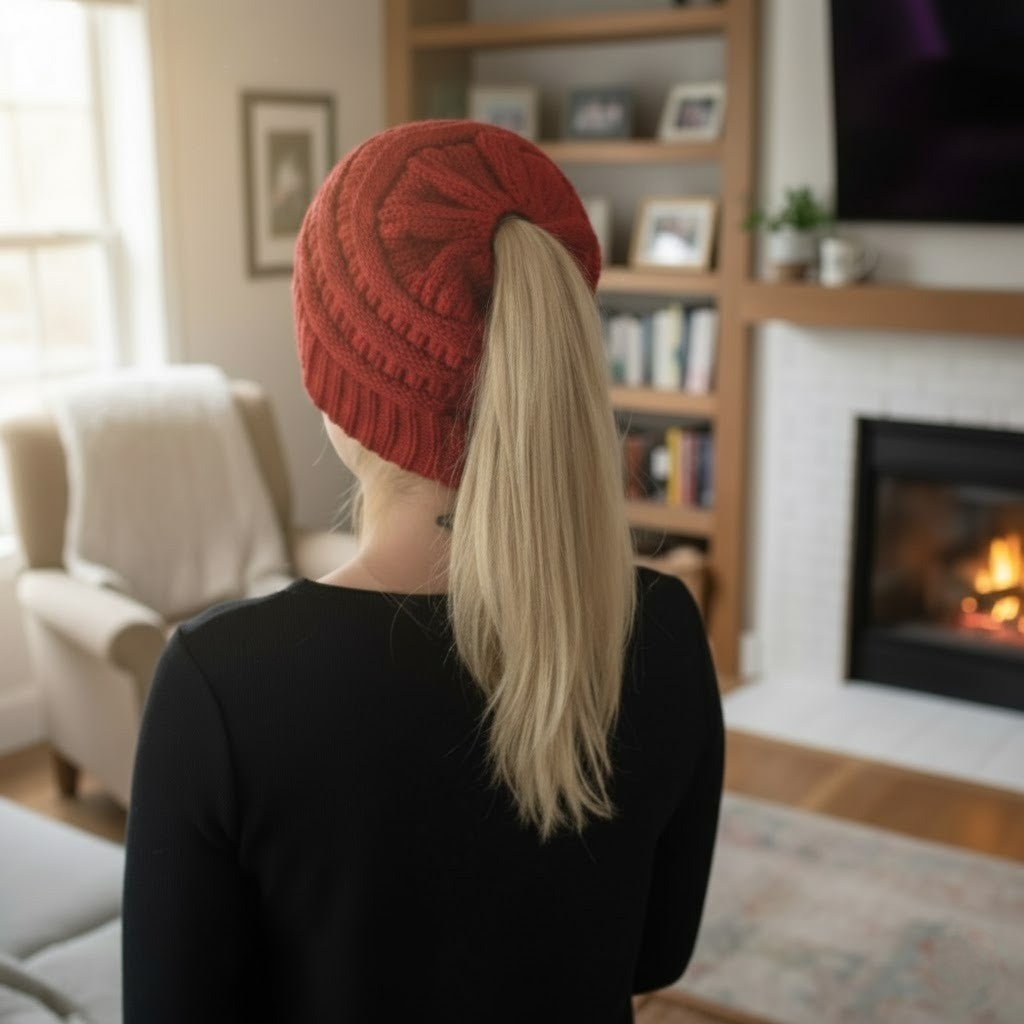 Cappello in lana lavorato a uncinetto da donna CozyWeave, caldo e accogliente, stile casual per l'outdoor invernale